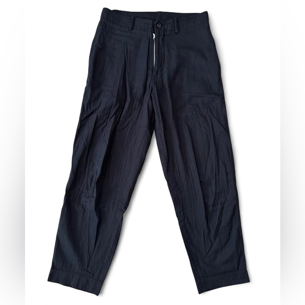 Yohji Yamamoto Soft Cotton Draw-String Tapered Trousers Black Size 1